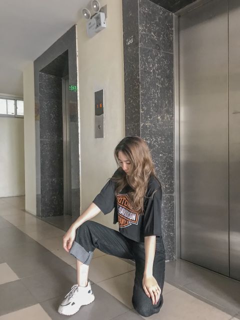 [ Fs50k ] Quần bò culottes gập gấu đen