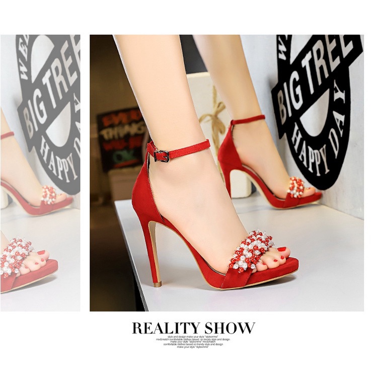 Giày Cao Gót Da Lộn Đính Đá Sang Trọng Quyến Rũ Phong Cách Âu Mỹ Cho Bạn Gái