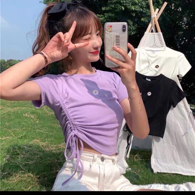 Áo rút dây thêu hoa cúc