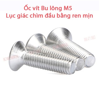 Ốc vít  inox 304  M5 đầu bằng  khắc lục giác chìm ren mịn