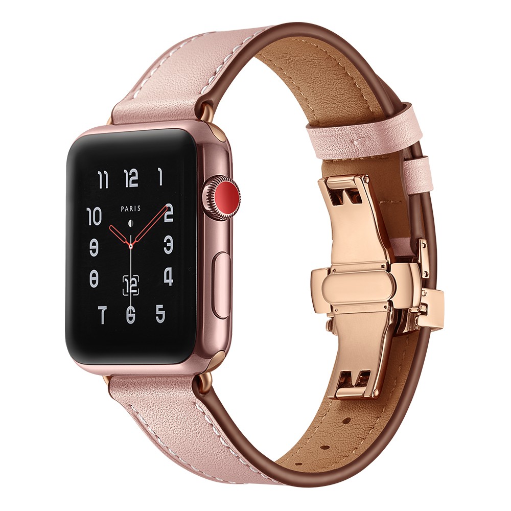 Dây Đeo Bằng Da Thoáng Khí Cho Đồng Hồ Thông Minh Apple Watch Series 6 / Se / 5 / 4 / 3 / 2 / 1 Iwatch 38mm 40mm 42mm 44mm