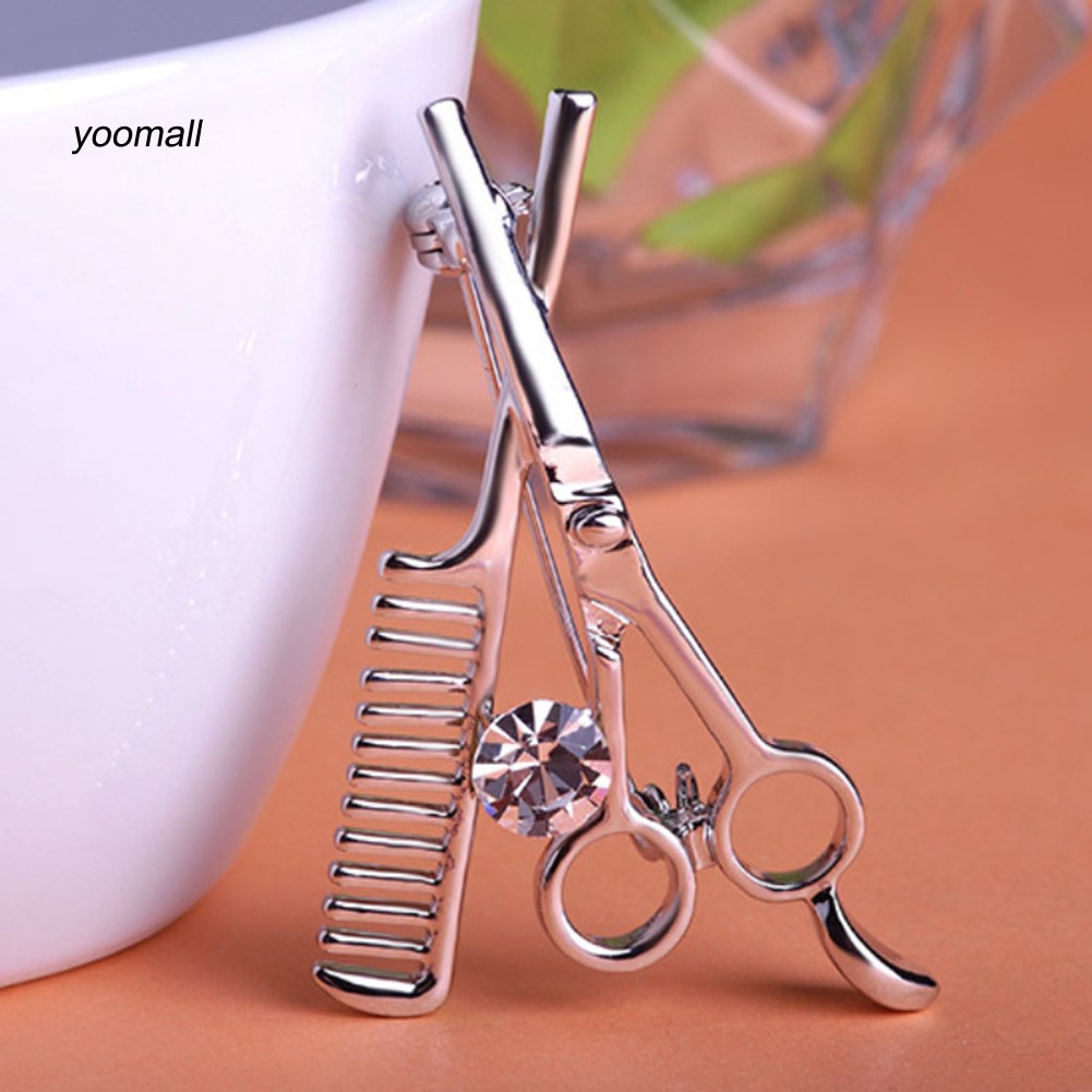 Trâm cài hình kéo và lược đính đá giả trang trí xinh xắn