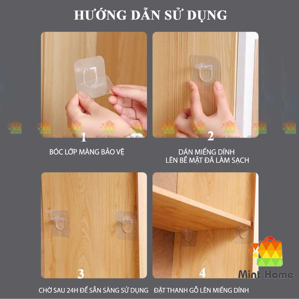 Miếng dán giá đỡ kệ gỗ treo tường, khung tranh, kệ tủ, kệ góc tường, móc dán tường ke góc chữ L kê ván, sàn chịu lực