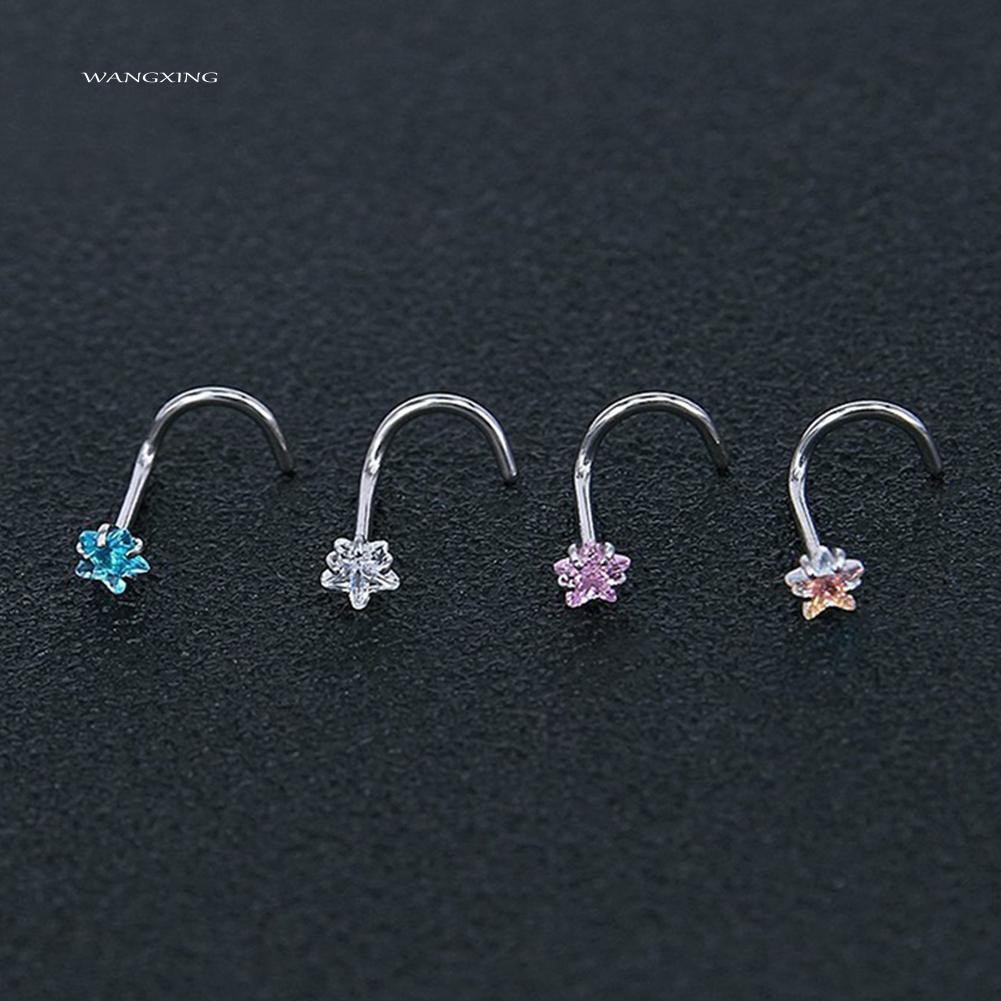 Set 3 Khuyên Mũi Thép Không Gỉ Đính Đá Nhân Tạo Thời Trang