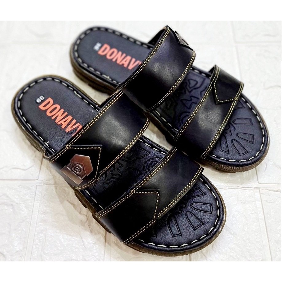 [SALE SẬP SÀN] Dép Da Bò Quai Ngang Nam Hai Quai Có Khuy Chống Gỉ D.2qc