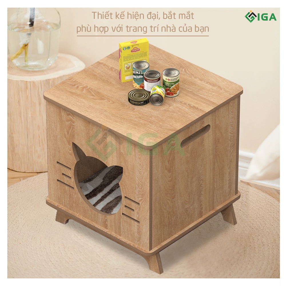 Nhà chuồng gỗ tivi cho mèo chó nhiều mẫu cửa hiện đại thông minh IGA