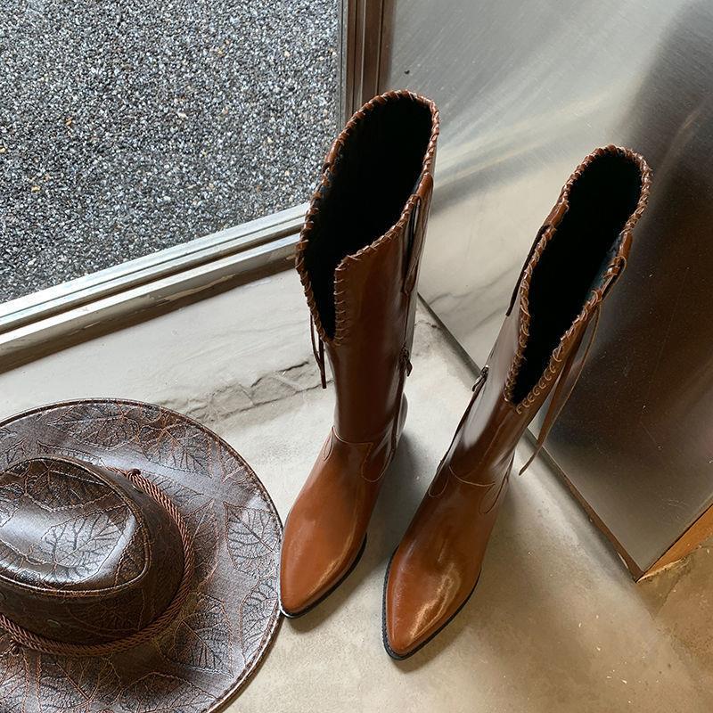 Giày Bốt Cao Gót Mũi Nhọn Thời Trang Âu Mỹ 2022 Cho Nữ