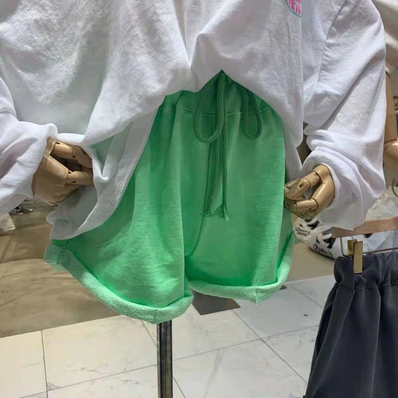 Jiashucheng Quần Short Thể Thao Lưng Thun Ống Rộng Thời Trang Năng Động Cho Nữ