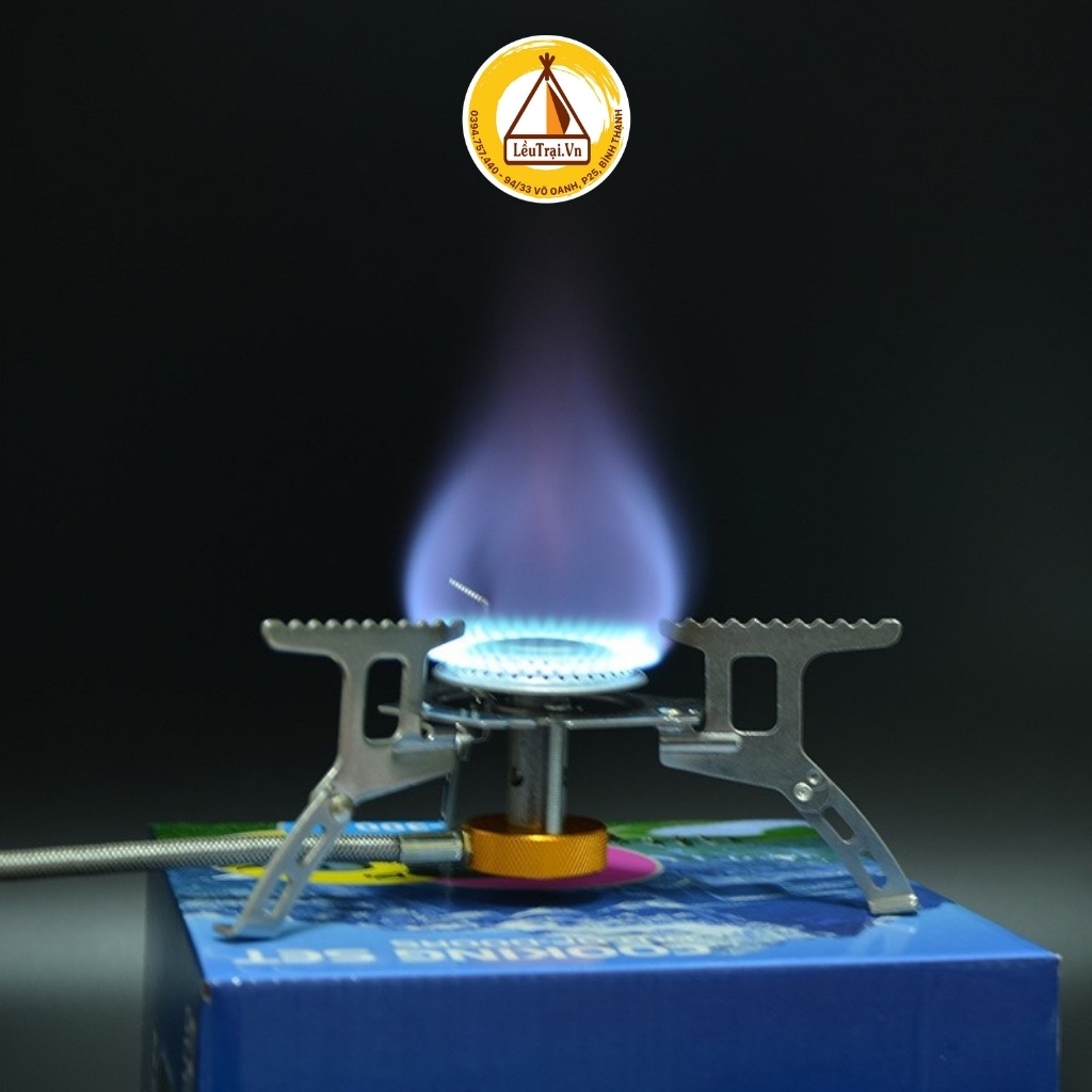 Bếp gas du lịch gấp gọn, bếp ga mini siêu nhỏ, đầu chuyển đổi bình ga
