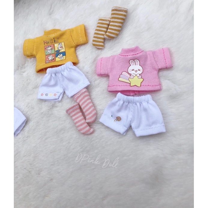 Set outfit mùa hè gồm áo+quần+vớ cho ob11, ymy, ddf