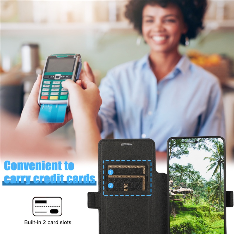 Ốp Điện Thoại Da Kèm Ngăn Đựng Thẻ Khóa Nam Châm Cho IPhone 14 13 12 Pro xs Max Plus