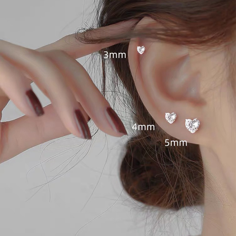Khuyên Tai Trái Tim Đính Đá S999 Thời Trang Cho Nữ