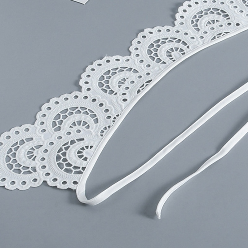 Khăn Choàng Cổ Mini Màu Trắng Thêu Họa Tiết Hoa Xinh Xắn Thời Trang Cho Nữ