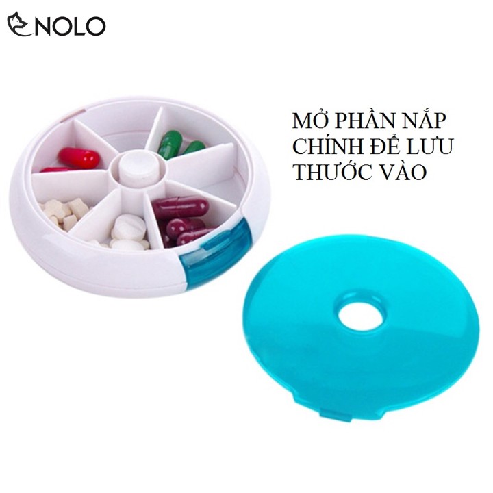 Combo Bộ 2 Hộp Đựng Chia Thuốc 7 Ngày Nắp Xoay Họa Tiết Trơn Chất Liệu Nhựa PP An Toàn