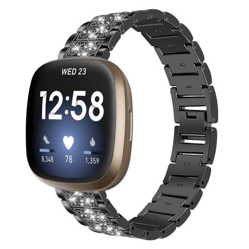 Dây Đeo Inox Đính Đá Cho Đồng Hồ Thông Minh Fitbit Versa 3