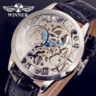 Đồng hồ cơ đeo tay WINNER lộ máy tự động có dây đeo da sang trọng thời trang cho nam