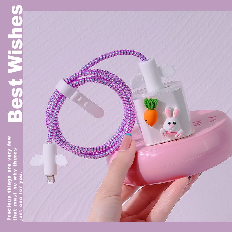 Phù hợp bảo vệ đầu cáp sạc thiết kế đáng yêu thích hợp cho iPhone 13 18W 20W i12 11pr