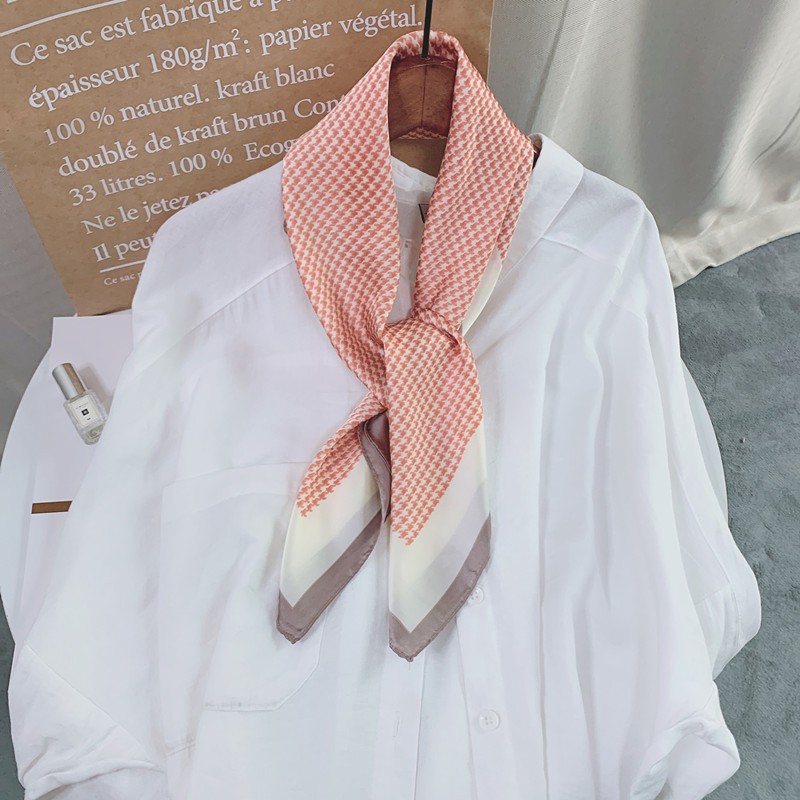 Khăn vuông lụa 70cm nữ công sở đẹp cao cấp- khăn turban quấn túi quấn tóc làm áo yếm- Caro nhỏ