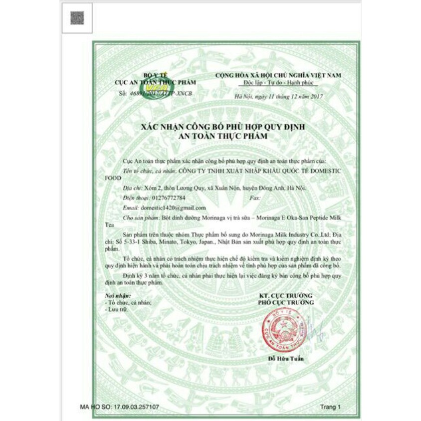 Sữa bầu Morinaga (216g) gồm 18gr x 12 gói Date tháng 4/2024