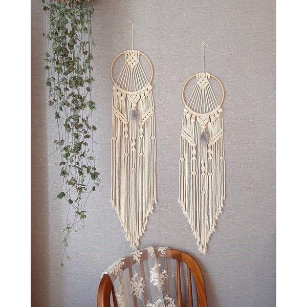 Macrame Dreamcatcher trang trí - Tặng kèm đèn Fairy 3m