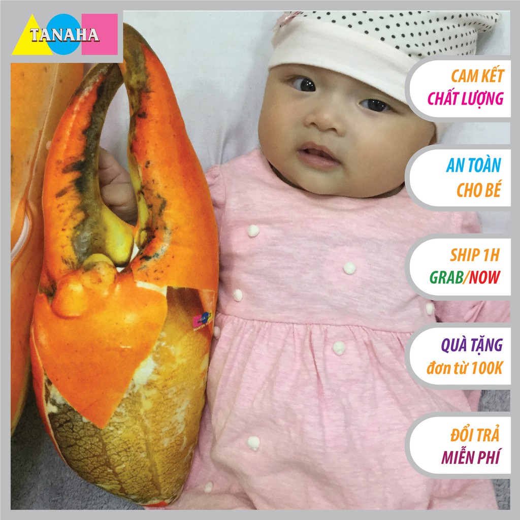 Gấu Bông Càng Cua Cho Bé 3D An Toàn Êm Ái , Gối ôm 3D Càng Cua Nhồi Bông Size 40cm nhồi Gòn Bi Loại 1