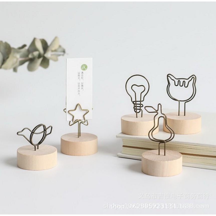 Kẹp Ảnh Để Bàn Bằng Gỗ Cute Nhiều Hình - Kẹp Ảnh Giấy Trang Trí M08 Taro Stationery