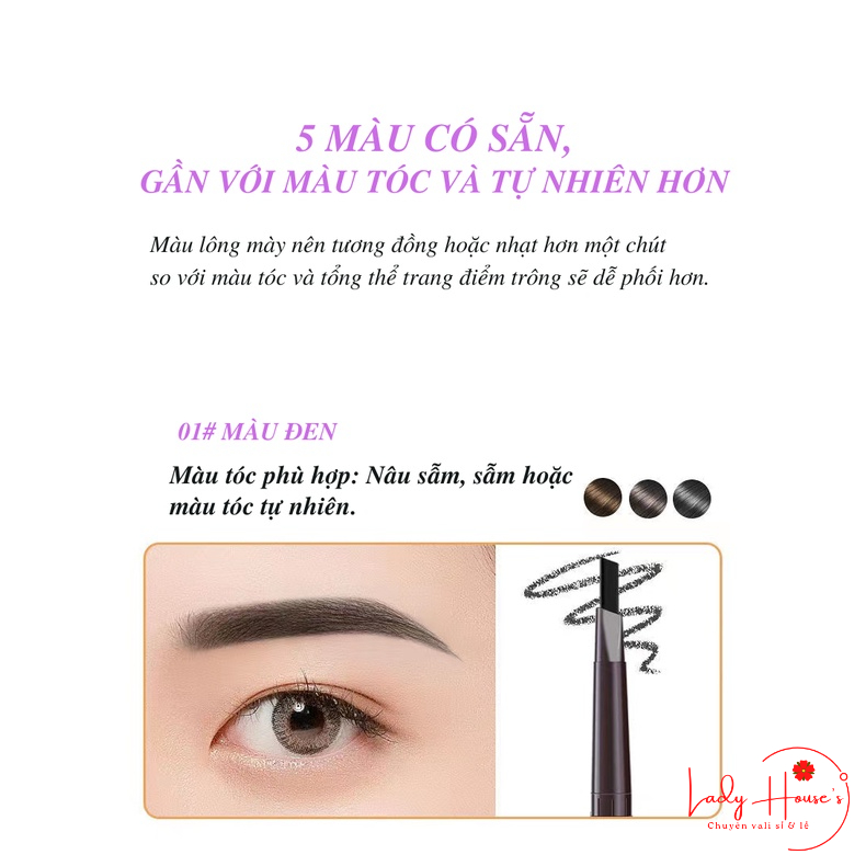 Chì Kẻ Chân Mày Không Trôi Không Thấm Mồ Hôi Dễ Sử Dụng