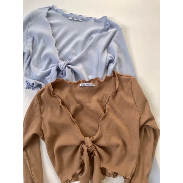 Áo croptop dài tay cột trước vnxk