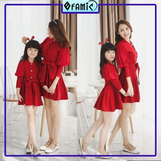 Đầm đôi mẹ và bé ❤️𝑭𝑹𝑬𝑬𝑺𝑯𝑰𝑷❤️ Giảm 5K khi nhập mã [ VAY NU ] ❤️ Đầm Xòe Mẹ Bé Gái Đính Nút Cột Nơ