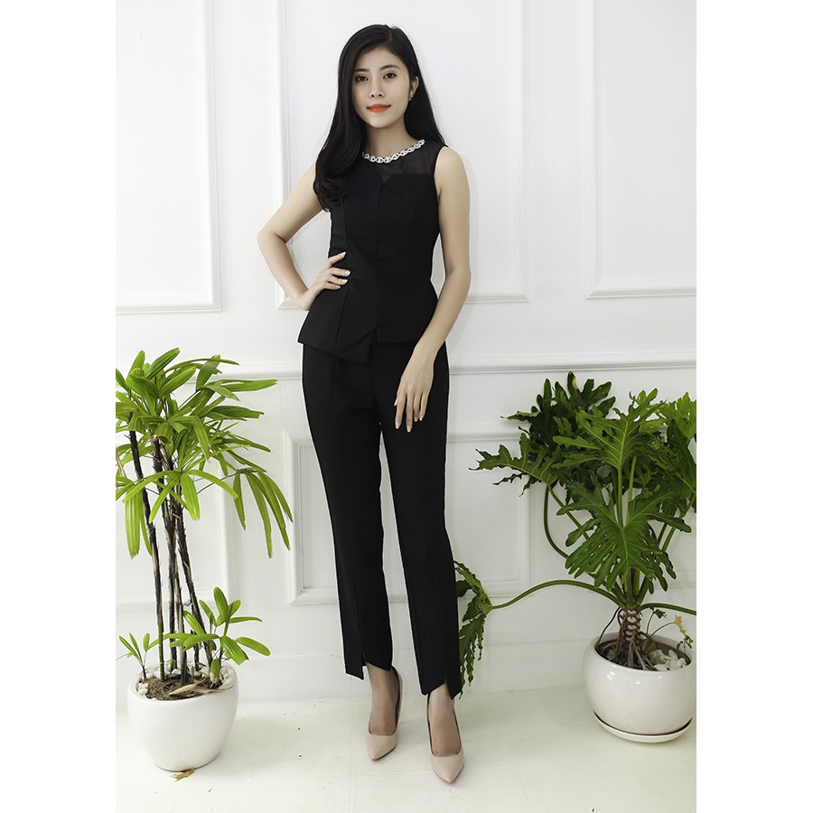[CÓ HÌNH THẬT][SIÊU RẺ - SIÊU CHẤT] SET QUẦN XẺ TÀ ÁO CÁCH ĐIỆU ĐÍNH ĐÁ ROMI3050 - TẶNG PK NGẪU NHIÊN