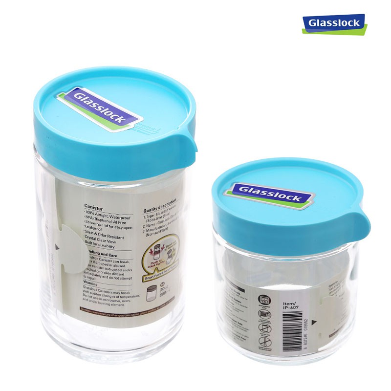 Hũ thủy tinh đựng thực phẩm Glasslock Hàn Quốc 400ml và 600ml (giao màu ngẫu nhiên)