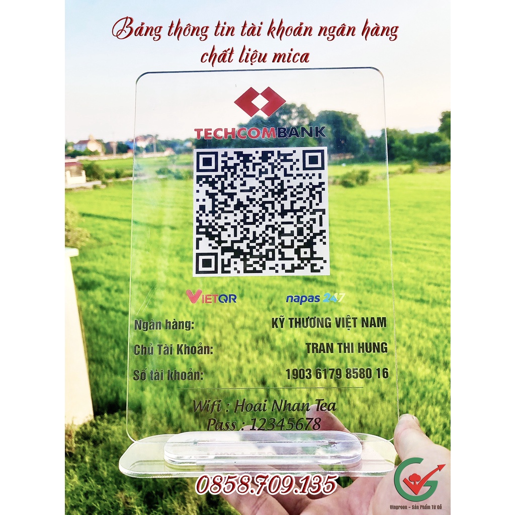 Bảng thông tin tài khoản ngân hàng mica - Tên shop, mã QR thanh toán, chuyển khoản Monmin