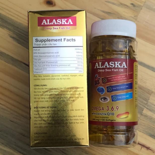 Dầu Cá Alaska Omega 3.6.9 - Hộp 100 viên - Bổ Não, Tăng Cường Thị Lực, Giảm Nguy Cơ Mắc Bệnh Tim Mạch