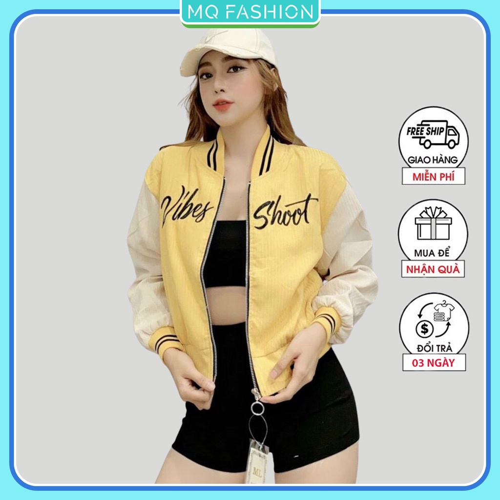 Áo khoác dù nữ 2 lớp form rộng bomber in chữ Viber đầy ấn tượng - Hot trend