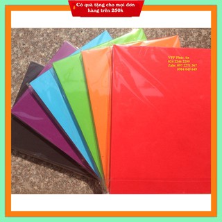 Bìa màu A4 - bìa màu đặc biệt màu đỏ, đen, xanh vẹt, xanh ngọc ĐL160gsm -  Màu vàng nghệ, tím huế ĐL120gsm