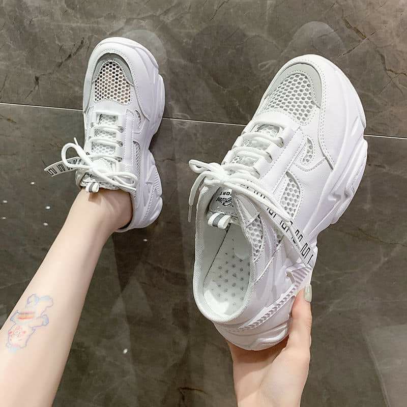 Giày thể thao nữ độn đế, thoáng khí hở gót dạng sục