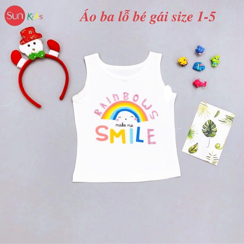 Áo thun bé gái, áo phông bé gái dáng ba lỗ, chất cotton, nhiều màu, size 1-5 - SUNKIDS