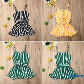 Y＆L ❥3-8 Years Kids Toddler Baby Girl Bodysuit Sleeveless Stripe Romper Jumpsuit Playsuit Sunsuit Clothes Set