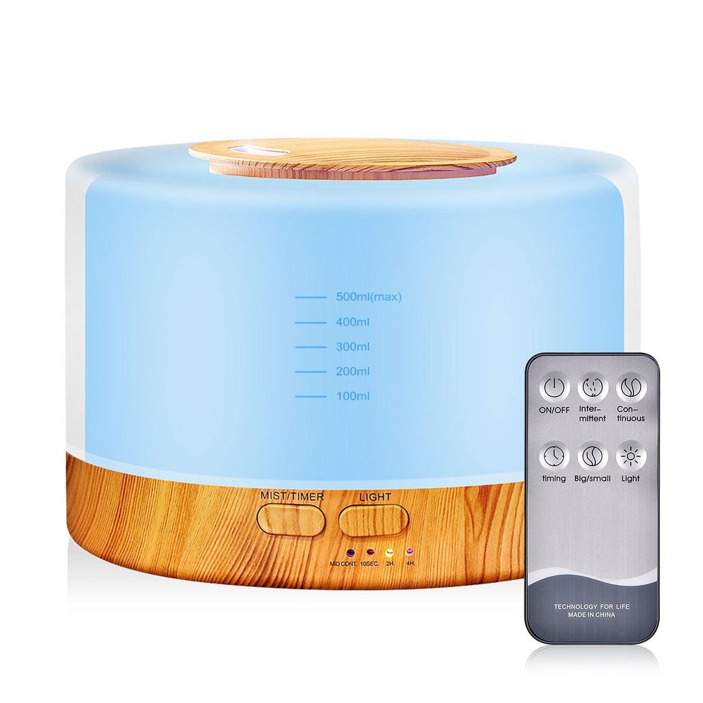 Máy Khuếch Tán Tinh Dầu HÌNH TRỤ TRÒN VÂN GỖ 500ML sang trọng, mạnh mẽ [Bảo hành 6 tháng]