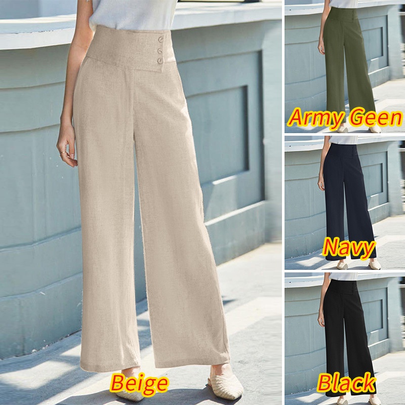 Quần dài Zanzea ống rộng khóa kéo trước thời trang