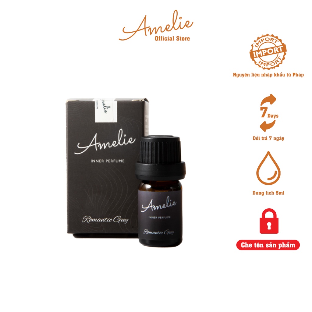 Nước Hoa Vùng Kín Cho Nam Amelie Romantic Guy 5ml – Hương Wasabi, Quả Quýt, Rễ Cây Diên Vĩ, Trầm Hương Quý Phái Lãng Mạn