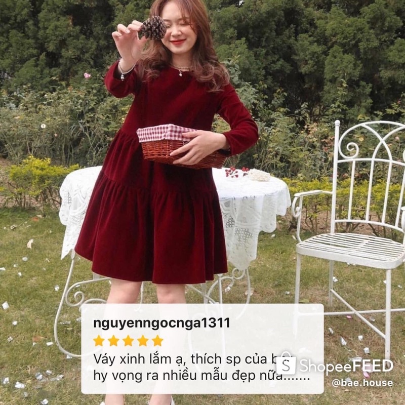 Váy Babydoll Merry Christmas Đỏ Đô