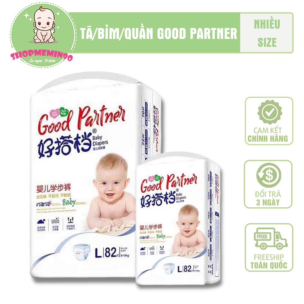 Tã/Bỉm dán/quần Good Partner size S112/M96/M92/L82/XL76/XXL72 nhiều miếng siêu tiết kiệm