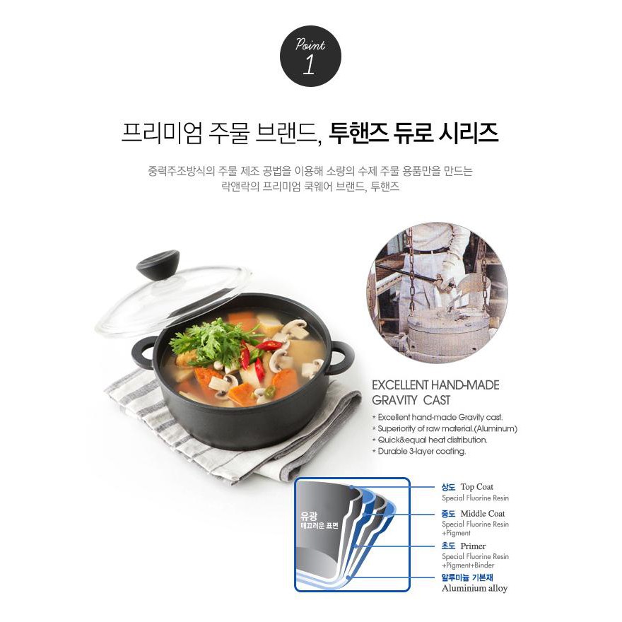 Nồi cao cấp Two Hands Duro Sauce Pan 18cm một tay cầm, có nắp thủy tinh, bếp từ GTD1181-IH