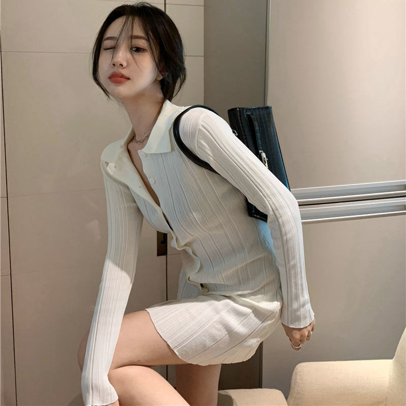 Đầm Len Tay Dài Thời Trang Dành Cho Nữ Cổ áo POLO