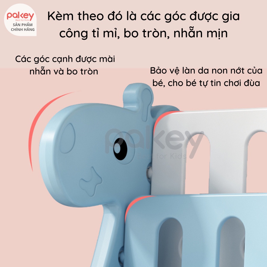 Kệ sách nhựa cho bé Pakey hình Hươu cao cổ kèm 2 khay đựng đồ chơi, giá sách cho bé nhựa nguyên sinh HDPE cao cấp