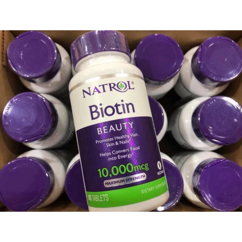 Hộp 100 viên Natral Biotin Beauty 10,000mcg hỗ trợ ngăn ngừa rụng tóc và mọc tóc của Mỹ  Date mới