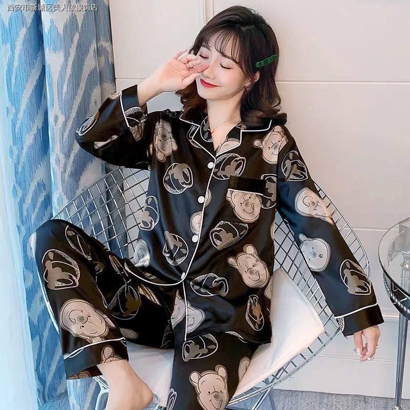 Bộ Đồ Ngủ Bằng Vải Lụa Mỏng Tay Dài In Họa Tiết Đa Dạng Tuỳ Chọn Cá Tính Độc Đáo Cho Nữ