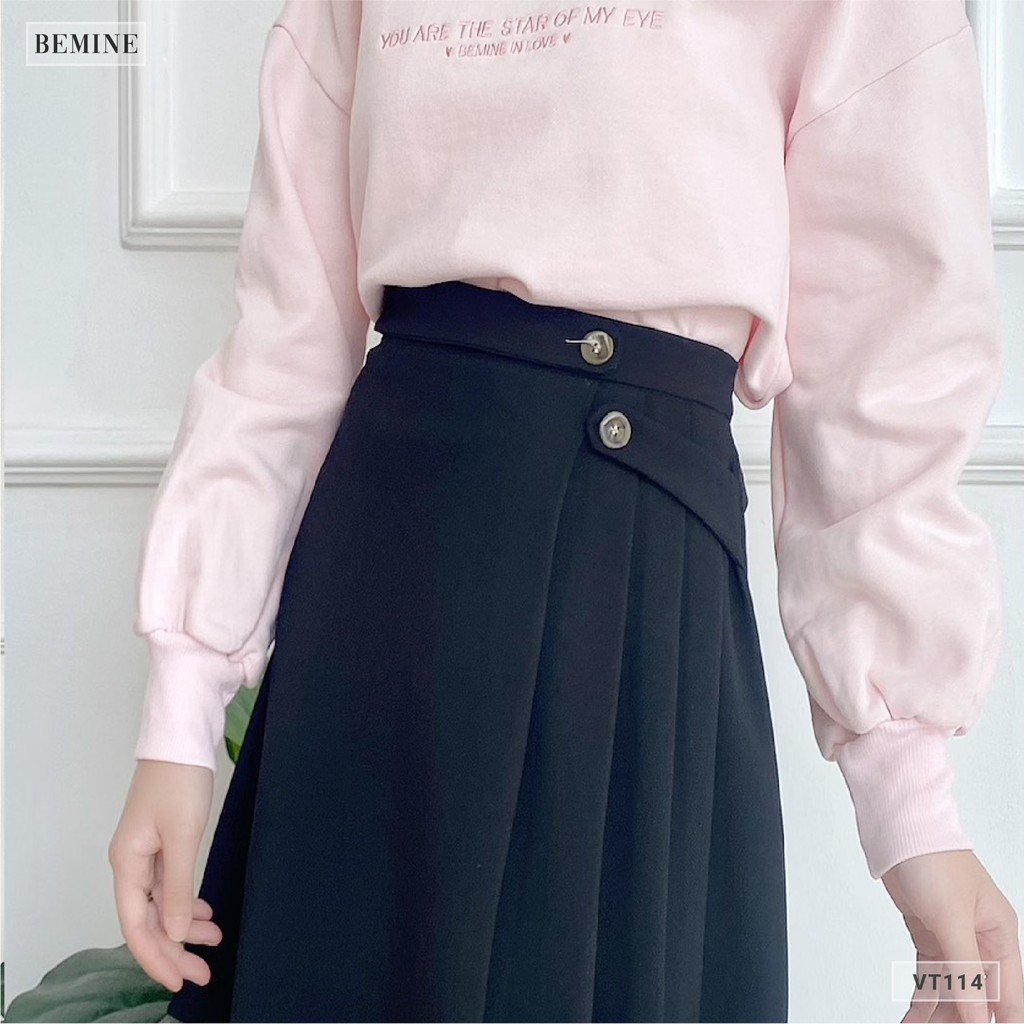 Chân váy dập ly 2 nút BEMINE VT114DEN | BigBuy360 - bigbuy360.vn