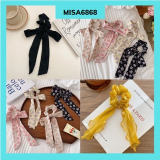 Dây cột tóc hình nơ in họa tiết thời trang mùa hè dành cho nữ